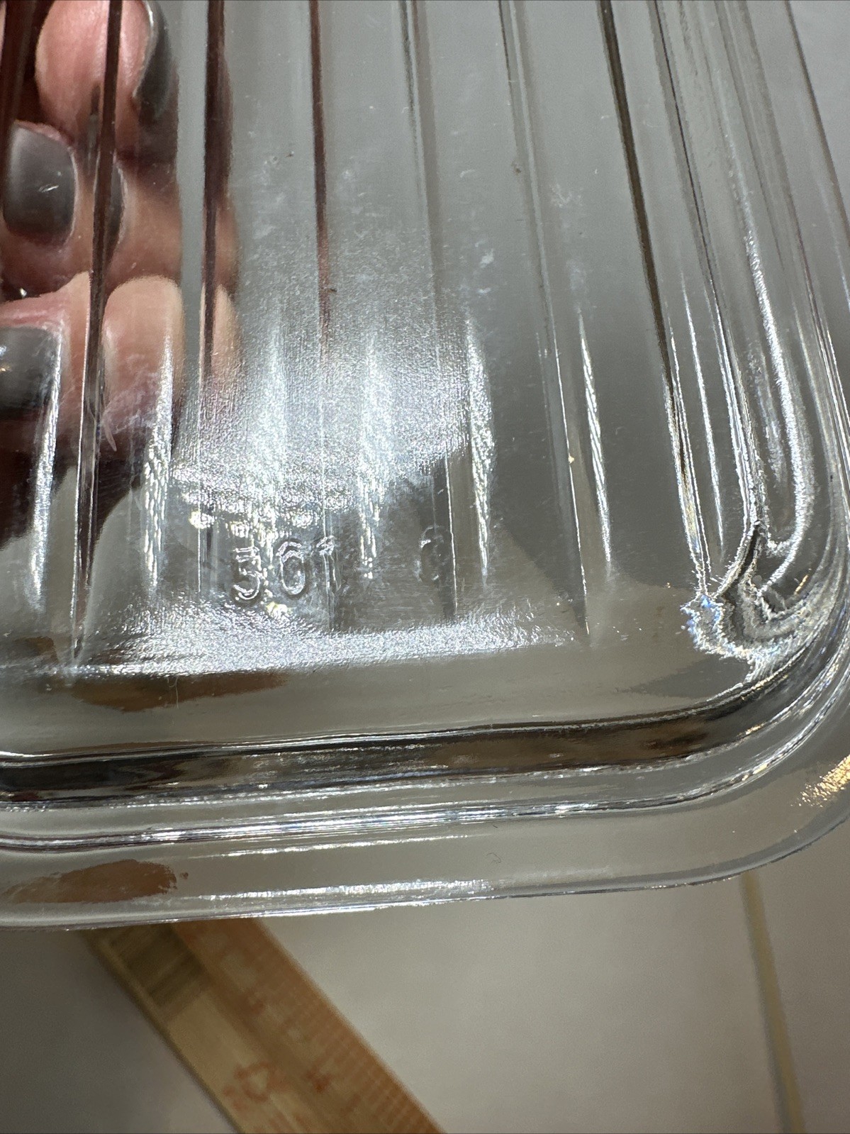 Pyrex 501-C Clear Glass Ribbed Refrigerator Dish Lid ONLY Replacement-VTG