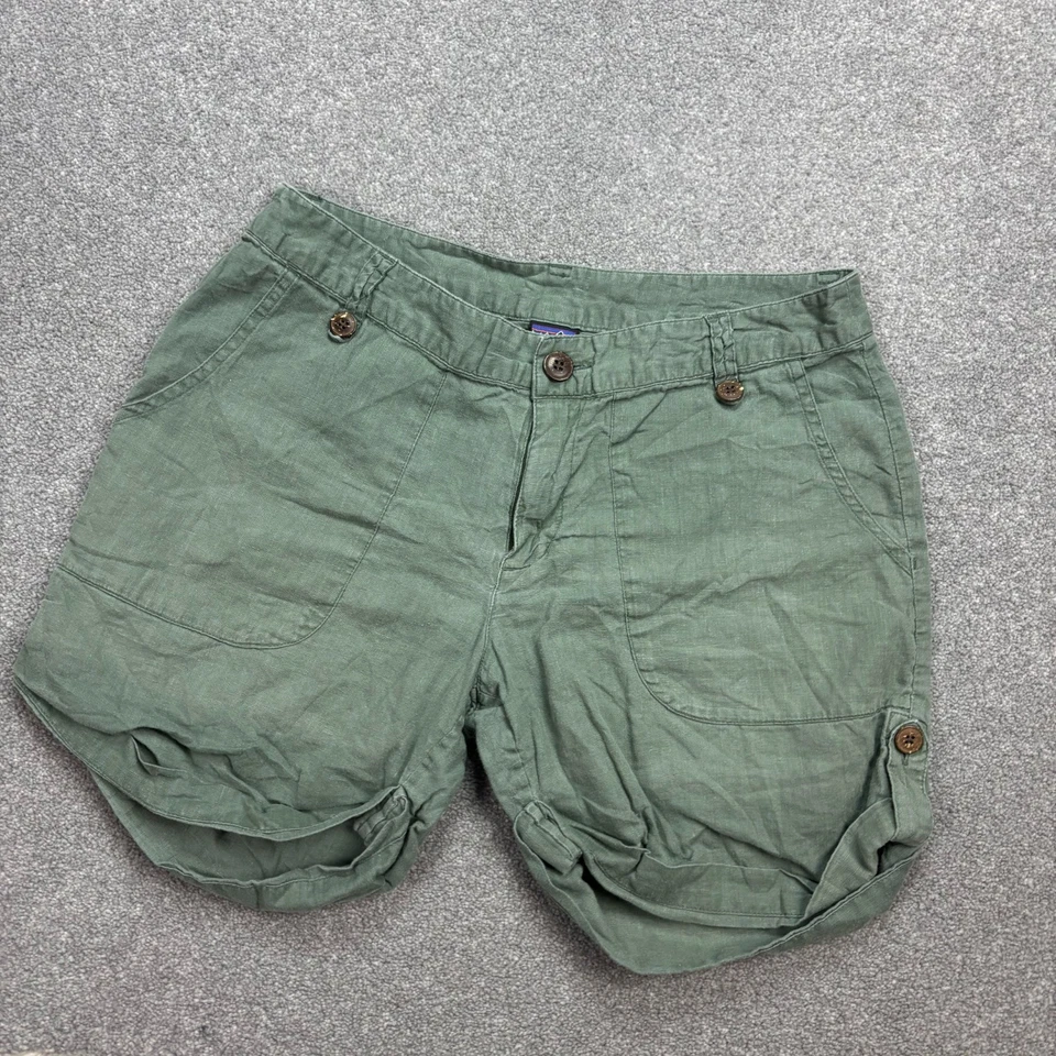 Shorts Patagonia Feminino Tamanho 4 Verde 4" Ilha de Costura Cânhamo Trilha Caminhada Senhora - Imagem 2 de 4