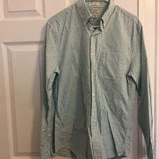 J.Crew Men's Secret Wash Slim Fit Blue Gingham Button-Down Shirt Size M Organic