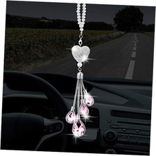Bling Heart Car Charms Car Accessories for Women Christmas 9.8 Inch Pink