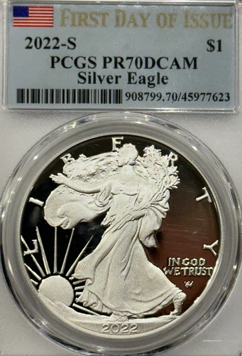 2022 S Silver American Eagle  • First Day of Issue • PCGS PR70 DCAM