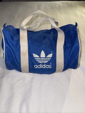 Rare Vintage 1980s Adidas Nylon Tube Round Duffel Bag 18 X 10