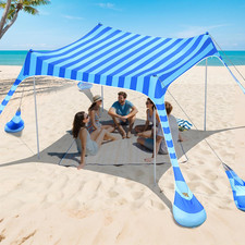 Beach Tent Sun Shelter 10X10 FT - UPF 50 UV Protection, 8 Sandbags, Easy Setup,