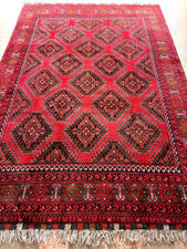  10' 2" X  6' 7.5" Wool Rug Hand-woven AFGAN TURKMAN RED Oriental Carpet