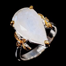 Unique Natural Moonstone Ring 925 Sterling Silver Size 8 /B-R4517