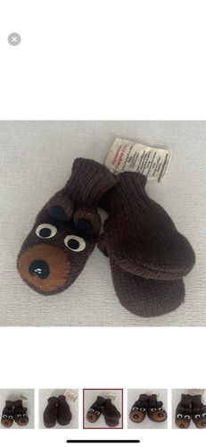 Nirvanna Designs Children's Wool Bear Puppet Mittens With String, Fleece Lined - Picture 4 of 9