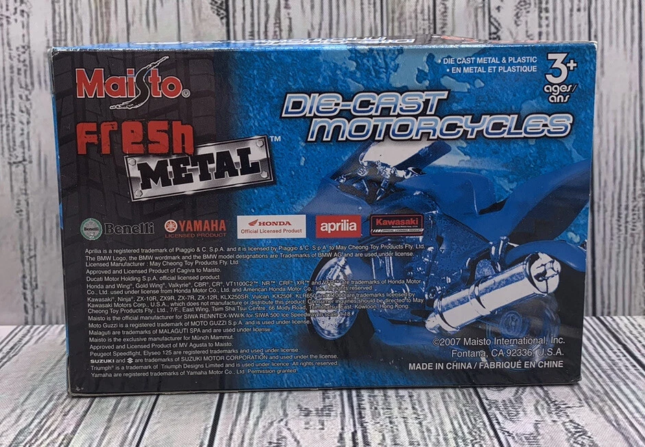 Maisto Fresh Metal Aprilia RSV Diecast Motocicleta Blanco Azul Llantas 1/18 Nuevo 2007 Foto 3 de 4
