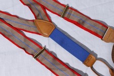 Bill Blass Men's Blue  Red Striped Suspenders Adjustable Braces