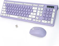 -Wireless Large Print Keyboard and Mouse Set with USB Receiver| Quiet Scissor...