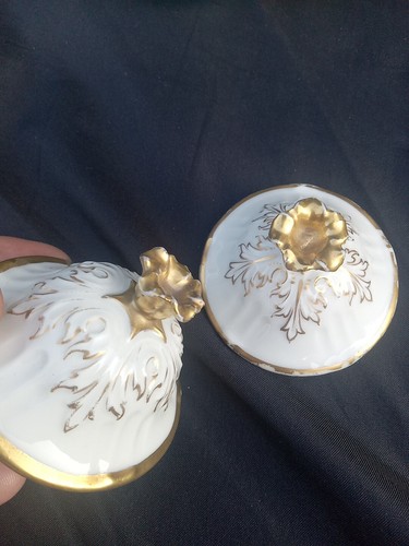 Ant. B&H Limoges Teeservice Teekanne Zuckerdose Milchkännchen Serpant Ausguss Gold Encruste - Bild 8 von 13