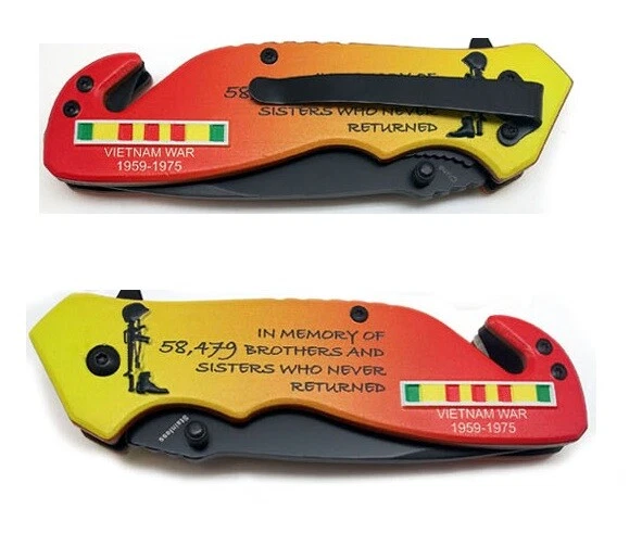 Cuchillo naranja conmemorativo conmemorativo conmemorativo de veteranos de la guerra de Vietnam de 8" - Ejército de EE. UU. Foto 4 de 4