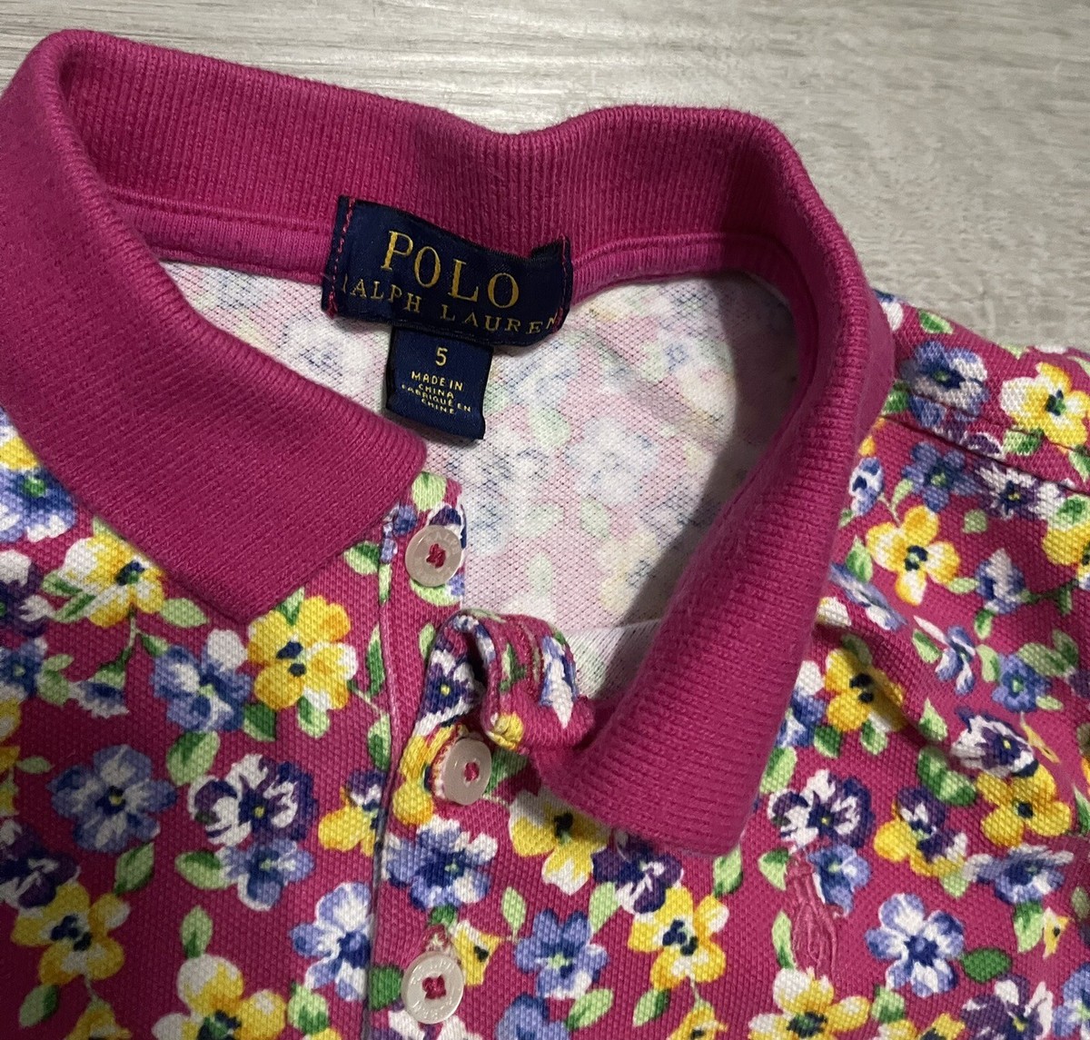 Girls Size 5 Polo Ralph Lauren Floral Dress; Pink w/ Yellow 