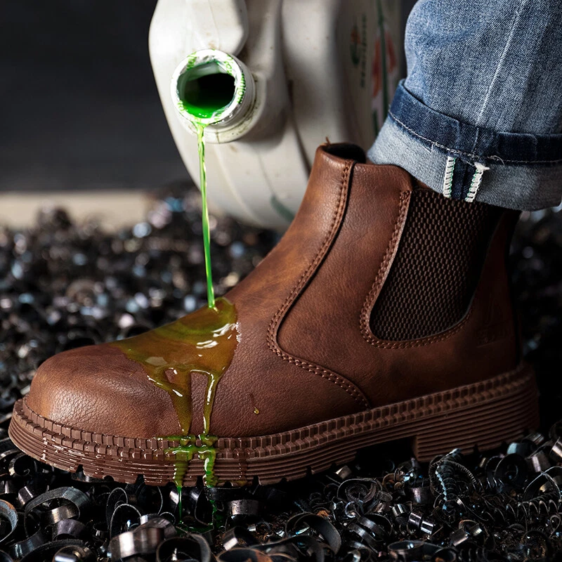 Waterproof Work Boots for Mens Steel Toe Shoes Slip On Safety Shoes Wear Resista