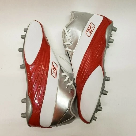 Reebok NFL Speed Rush Mid M2 Men Football Cleats Size 14 Red Silver White NWOB