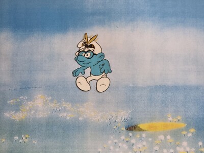 Hanna Barbera Original 1980er Jahre Vintage TV SCHLÜMPFE Animation Kunstproduktion Cel #385