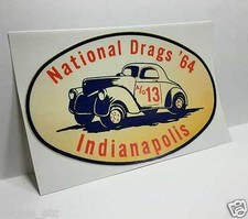 National Drags 64 Indianapolis Vintage Style Decal Sticker Rat Rod Racing