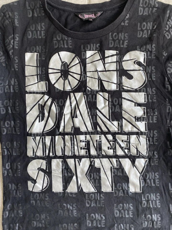 Camiseta Lonsdale London Y2K Talla 10 Manga Tapa Logo Monograma Informal Top Foto 2 de 4