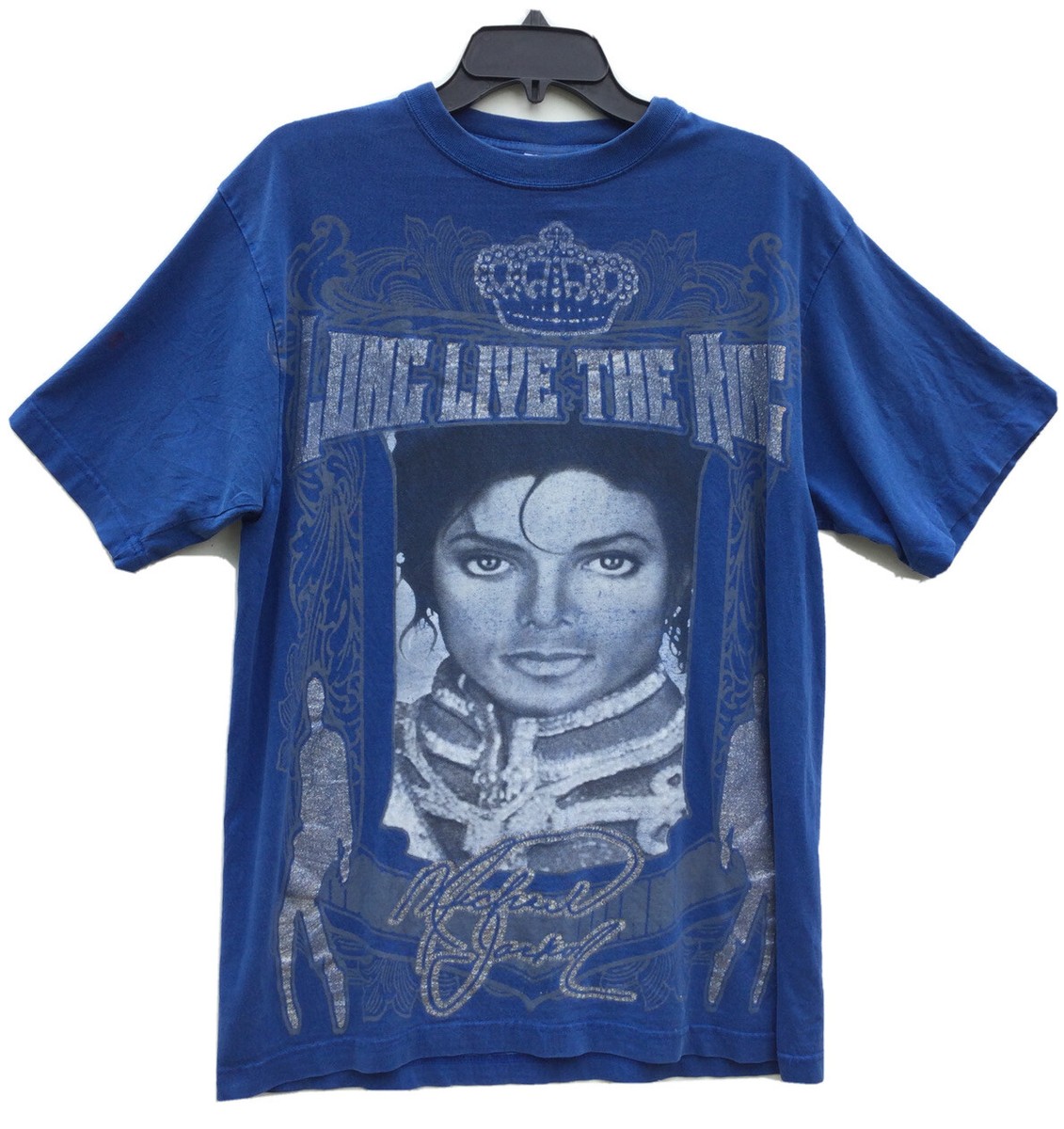 Vintage 90s Michael Jackson Big Face Power Pro Hip Hop Blue T