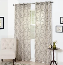 Lavish Home 63-208-108-CHAR Andrea Embroidered Curtain Panel Charcoal 54" x 108"