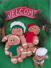Adorable Wreath Plush Gingerbread Wall Door Bonus Ornament Approx 12"