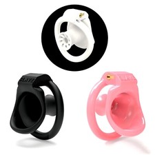 Resin Male Chastity Device Inverted Cage Black Pink White Lock Belt 4 Rings C668