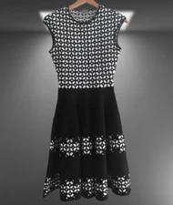 Alexander McQueen no sleeve Dress Black White rayon polyester Woman's Ladies