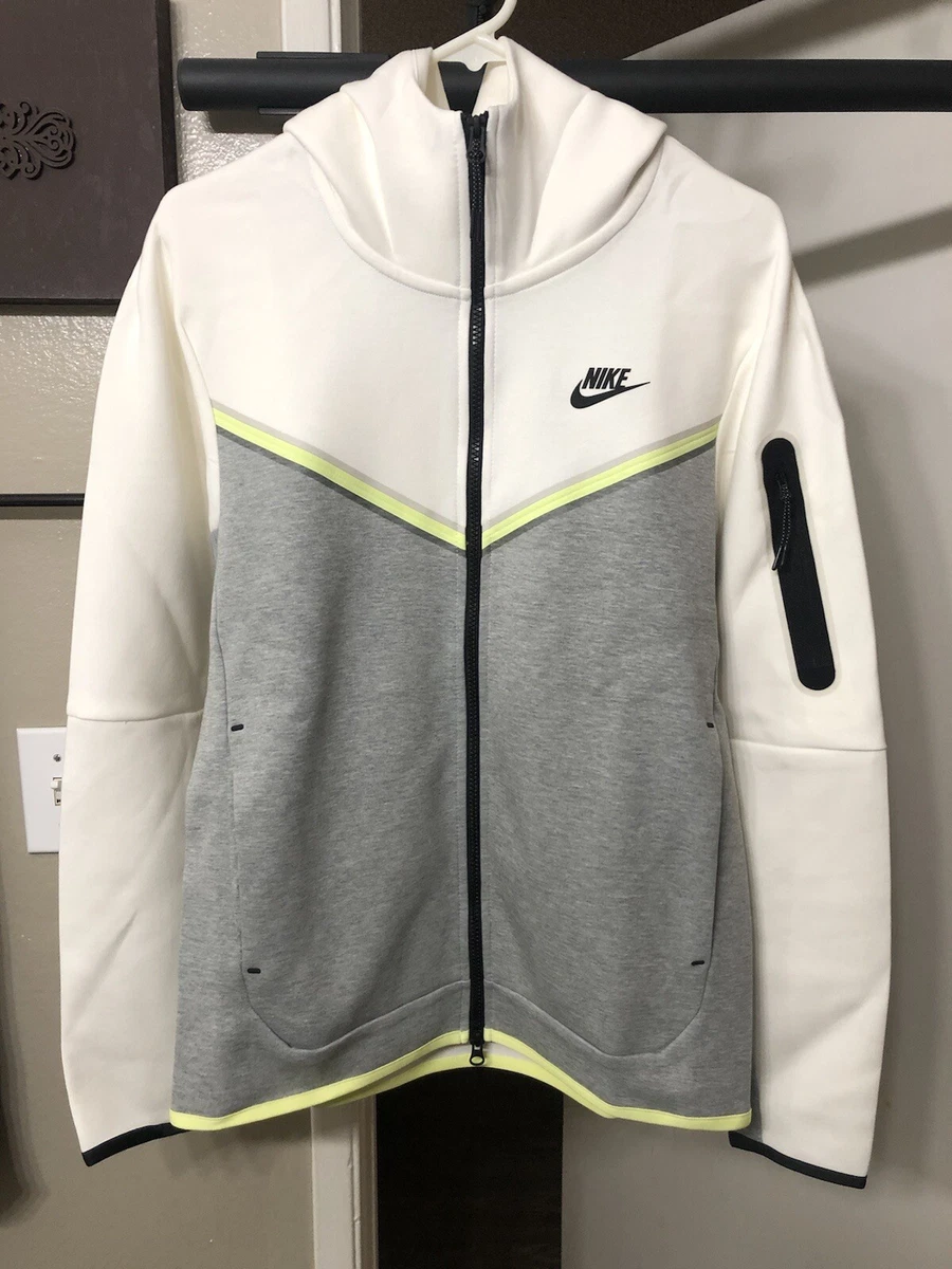 Nike Sportswear Tech Fleece Hoodie White-Sail/Grey/Volt Multi Size  CU4489-133