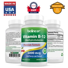 Vitamin B12 120 Capsules 6000mcg Methylcobalamin Fatigue Tiredness High Strength