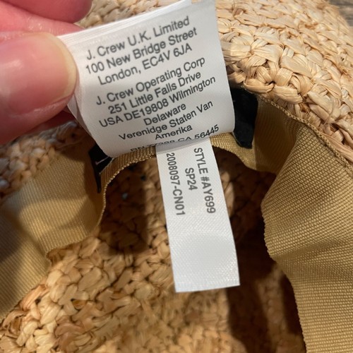 NWOT J.Crew Women's Sz M/L Raffia Bucket Hat Natural Straw Tan 2 1/2" Brim - Picture 8 of 9