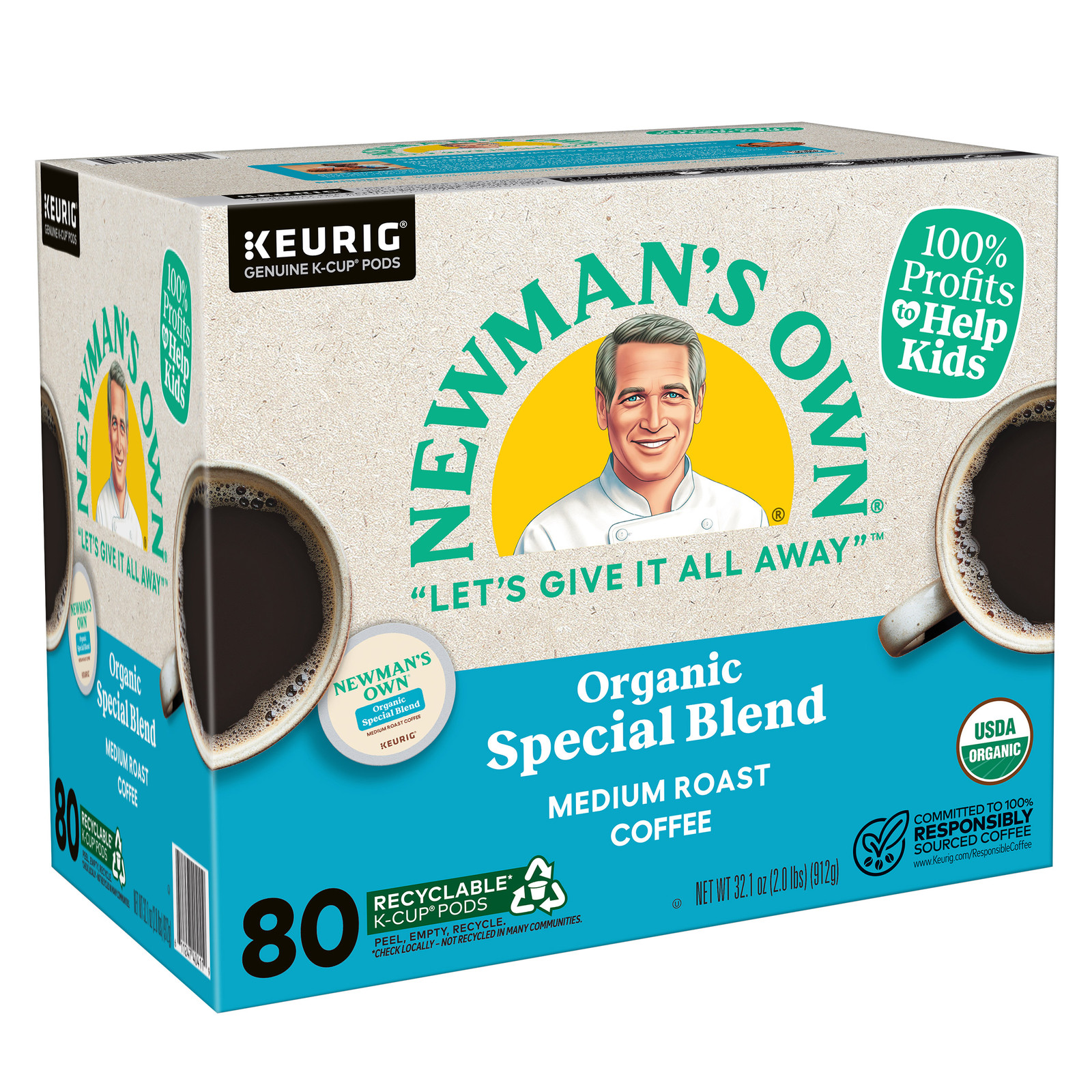 Newman'S Own Organics Coffee Special Blend K-Cup Pod, 80-Count