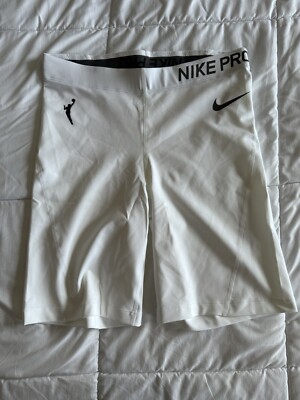 NIKE PRO WNBA WOMENS OFFICIAL ISSUED Medium COMPRESSION 8'' Shorts White NWOT