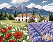 Mountain Wildflowers in Full Bloom - Printed Needlepoint Canvas  FA31