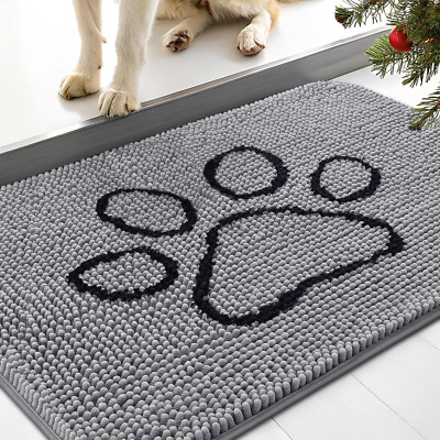 Smiry Dog Door Mat for Muddy Paws, Absorbent Dirt Trapper Non-Slip Washable Mat,