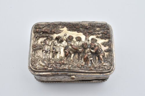 19th Century Silver Plated Copper Relief Trinket Box - Picture 2 of 10