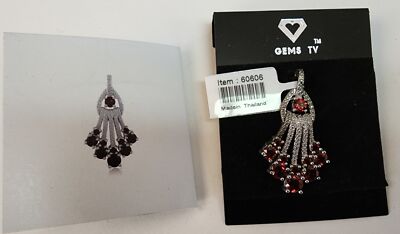 Edelsteine TV Mosambik Granat & Diamant 2,071ct 925 Sterling Silber Tropfen Anhänger