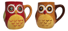 Ceramic Owls Coffee Mugs Set of 4 Colorful Tea Mug Drinkware Bird Lover Cups