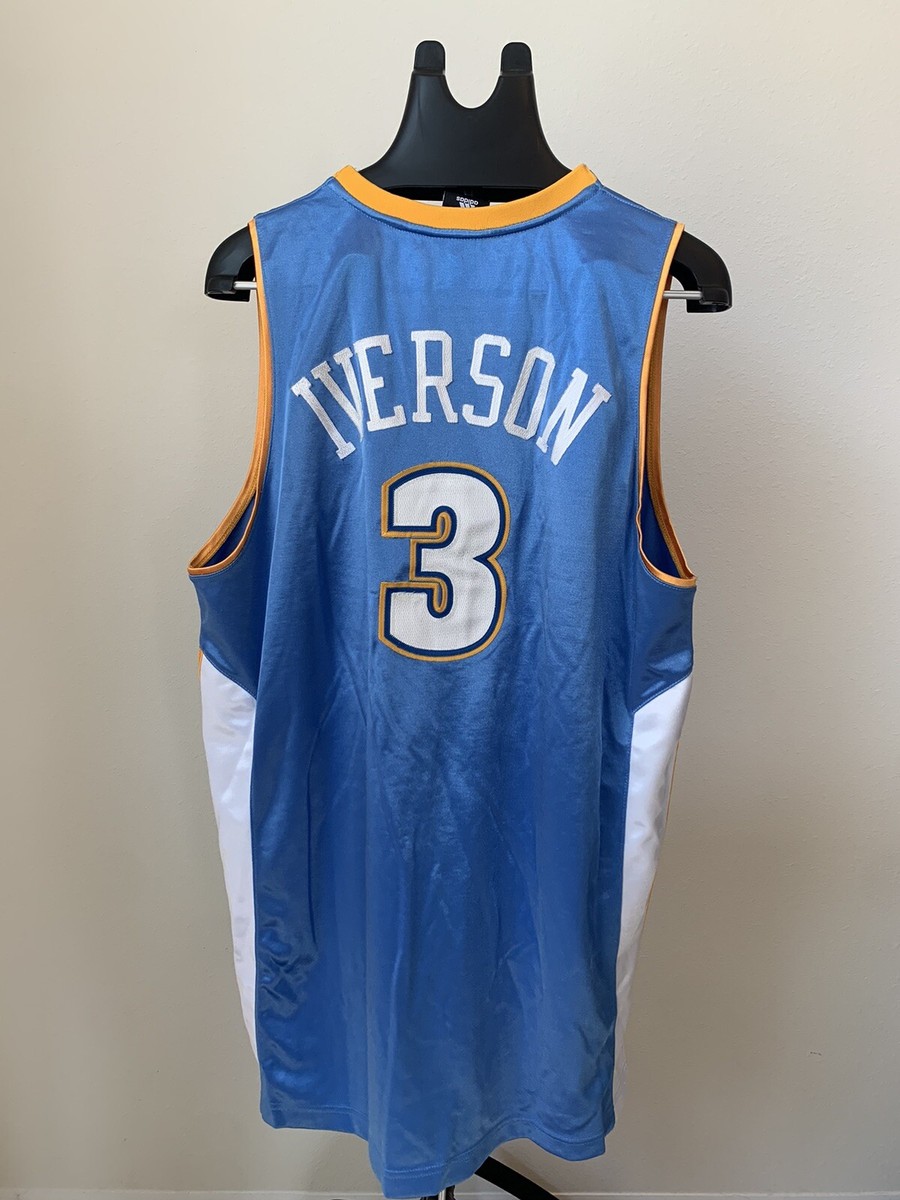 Authentic Allen Iverson Adidas Denver Nuggets Jersey Size 44