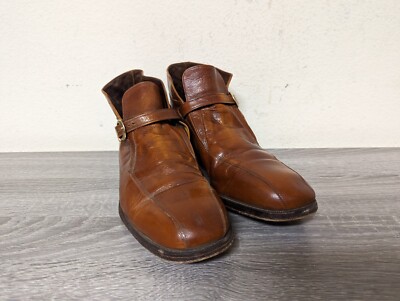 Vintage Florsheim Imperial Brown Beatle Strap Ankle Boots D 93053 RARE  Used