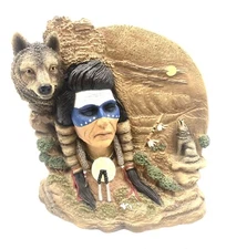 Rare Vintage 99 GUARDIAN SPIRIT OF VISION HAMILTON COLLECTION CAST INDIAN WOLF