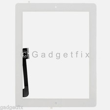 White Front Panel Touch Screen Glass Digitizer  Home Button Assembly for iPad 3