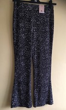 BNWT By TU Size 12 Black White Mono Kick Flare Non Iron Trousers Stylish & Comfy