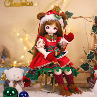 1/4 BJD Doll SD Joint Hard Vinyl Face Makeup Girl Cartoon Eyes Xmas Style Gift