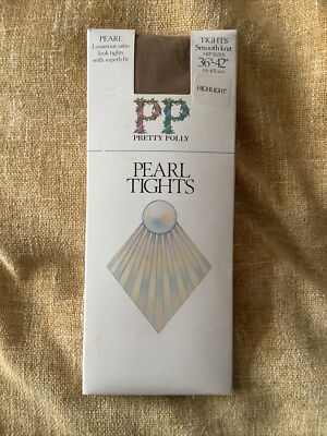 Rare Pretty Polly Pearl Satin Look Pantyhose Tights Highlight Tan Medium 