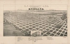 16" x 24" 1890 Map Of Guthrie Oklahoma Indian Territory