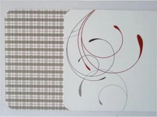 ❤️ 4 CORELLE Coordinates SPLENDOR 17x11 PLACEMATS Reversible RED GRAY Scrolls