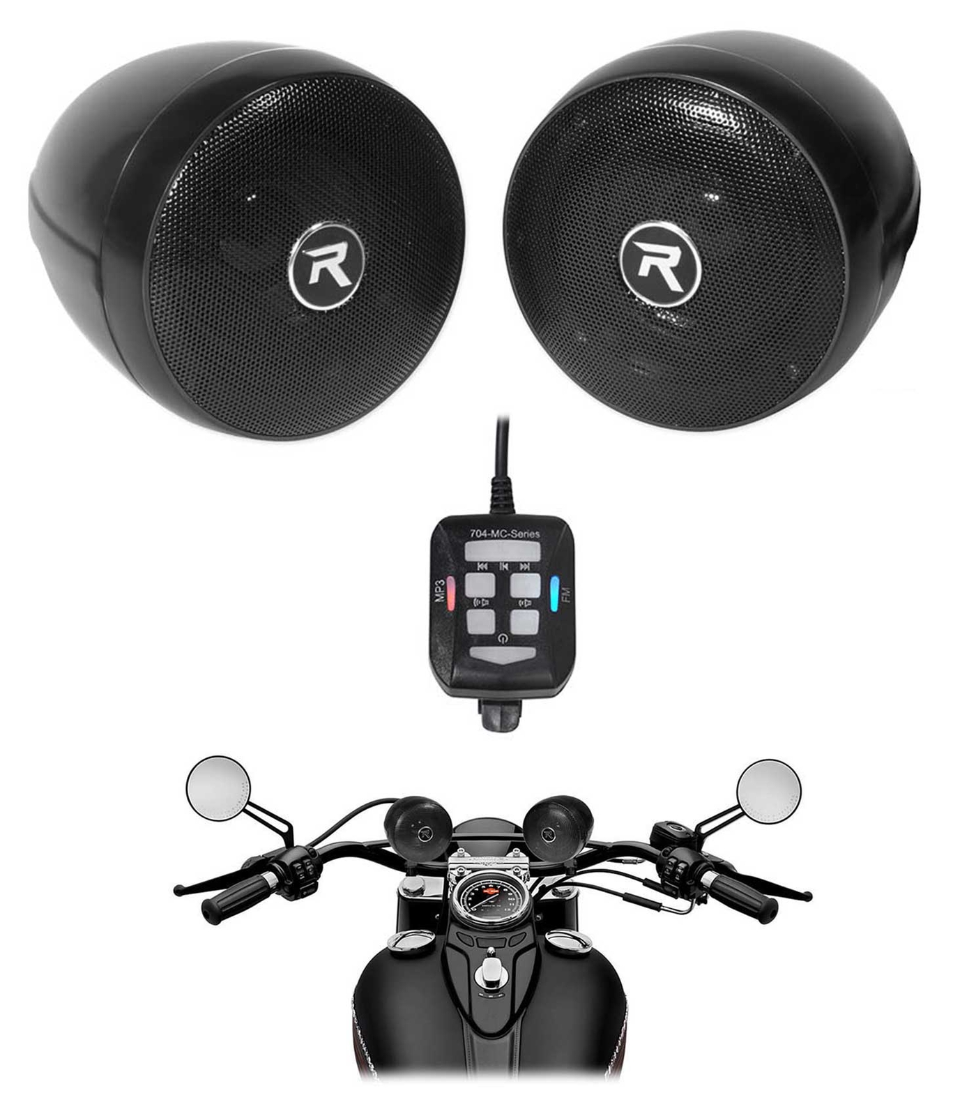 Мотоциклетная аудиосистема Bluetooth Rockville с динамиками на руле для Honda GL1500C 14690₽