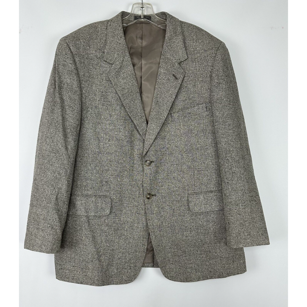 ビンテージUSA製ハリスツイード Stanley Blackerジャケット胡桃釦 Stanley Blacker Mens Sports Coat Blazer Size 44R Gray Silk