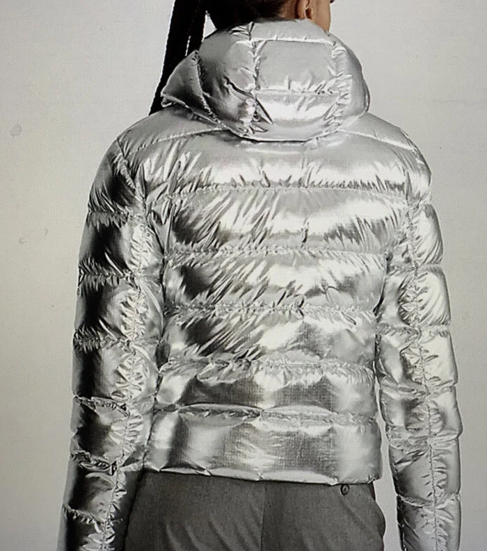 Women's metallic silver down puffer jacket sale