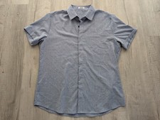 COOFANDY Men's Blue Linen Shirt Short-Sleeve, ButtonUp Beach Summer - Size-L