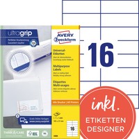 Avery Zweckform Universal-Etiketten, 105 X 37 Mm, Weiß 1 Bis 40X Spare Bis 22%